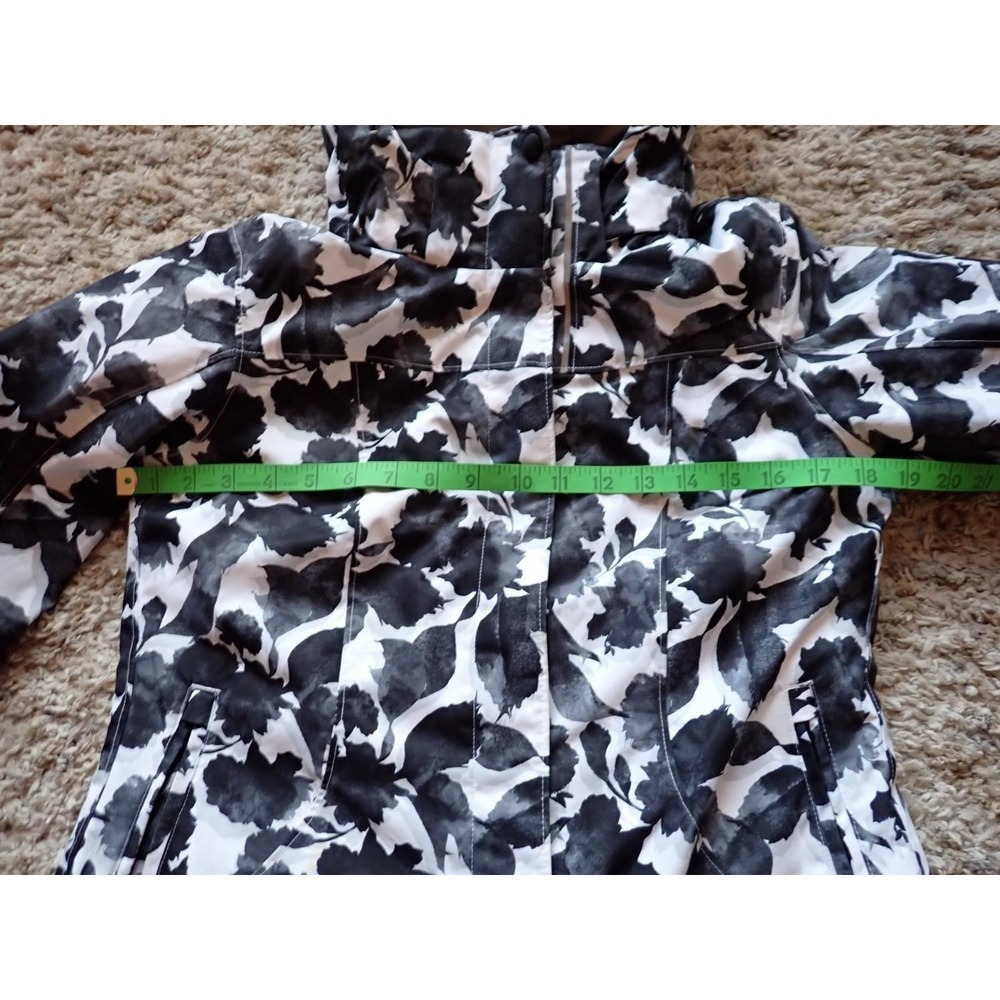 Obermeyer Ski Jacket Women Size 4 Black White Excellent Floral Hooded Winter - Picture 13 of 14